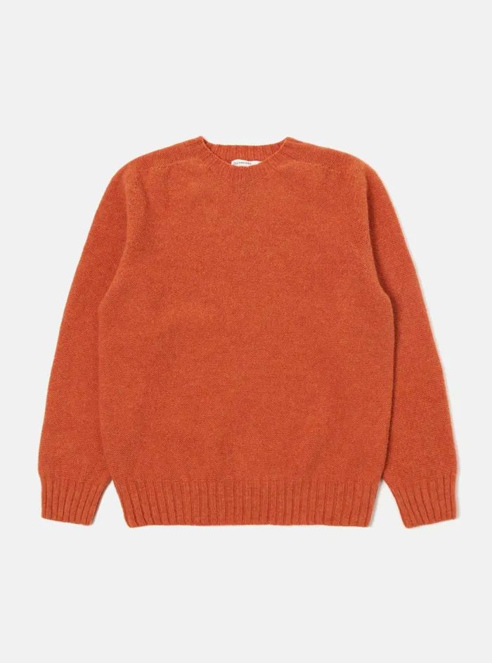 Seamless Crew In Burnt Orange Supersoft Knit Men Universal Works Knitwear