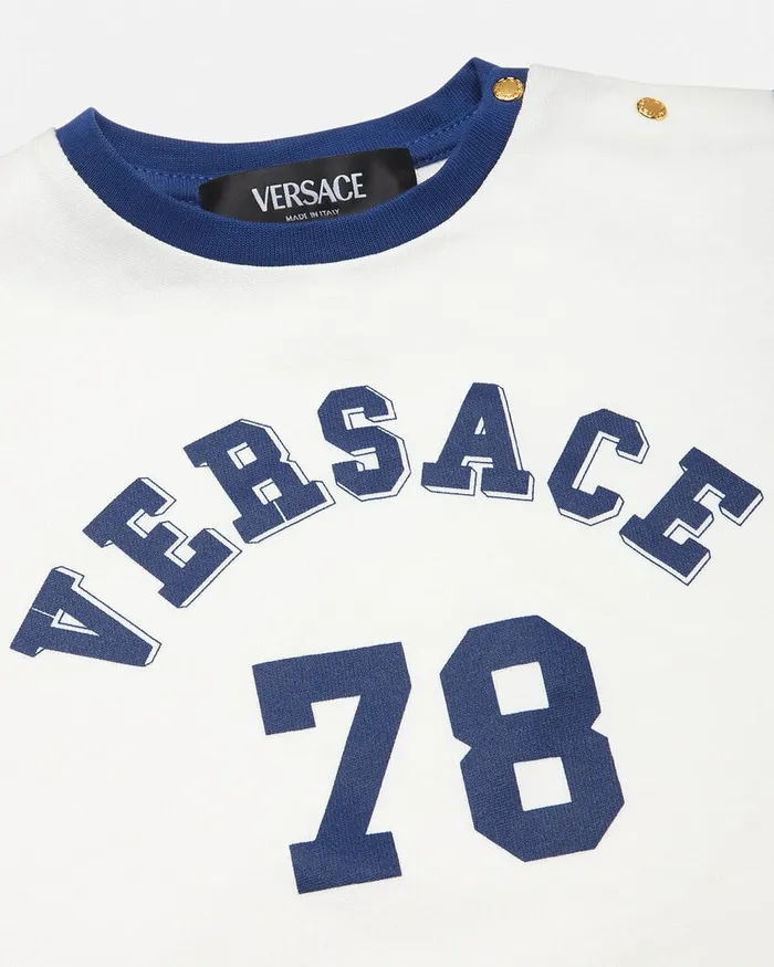 Shirts and Tshirts Kids Versace Logo Baby TShirt Whiteblue