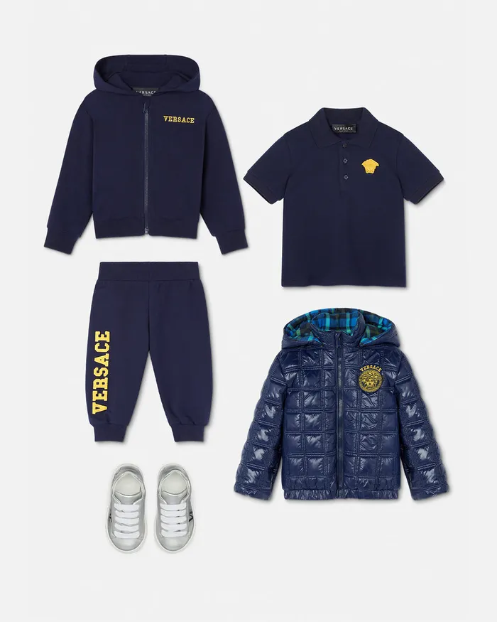Shirts and Tshirts Kids Versace Medusa Embroidered Baby Polo Shirt Bluegold