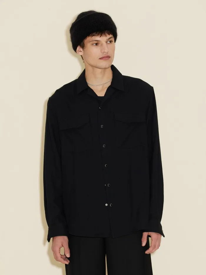 Shirts and Tops Men Holzweiler Elja Camp Collar Shirt Black