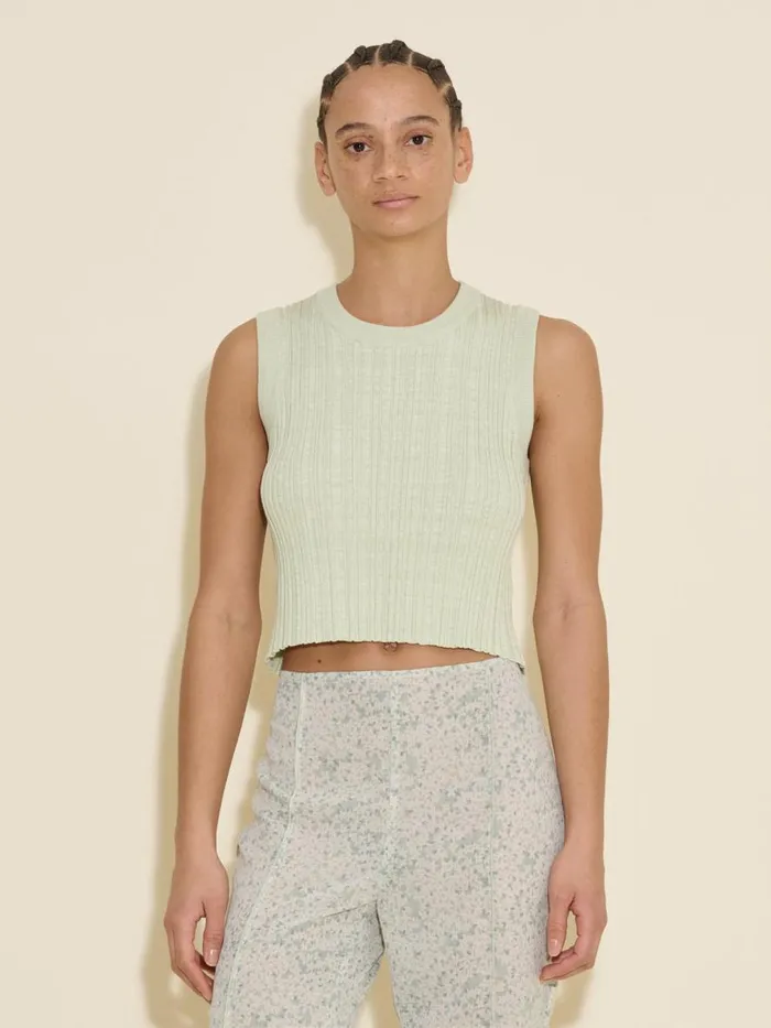 Shirts and Tops Women Holzweiler Cumo Cropped Knit Top Lt Green Mix