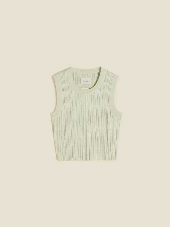 Shirts and Tops Women Holzweiler Cumo Cropped Knit Top Lt Green Mix