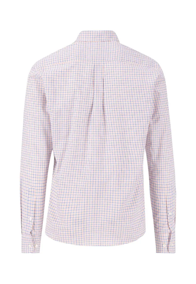 Shirts Men FYNCHHATTON Checked Shirt With Buttondown Collar Sunny Orangesummer Breezeturf Green