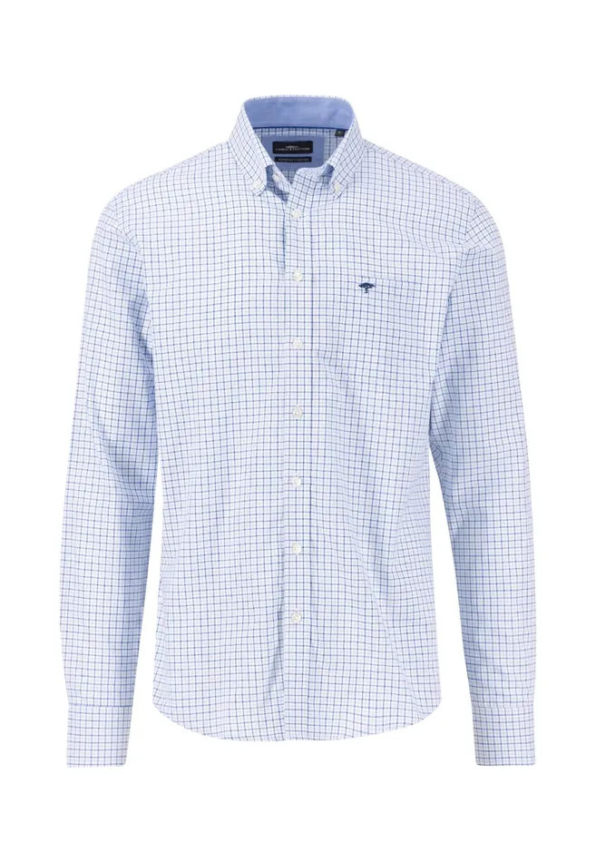 Shirts Men FYNCHHATTON Checked Shirt With Buttondown Collar Sunny Orangesummer Breezeturf Green