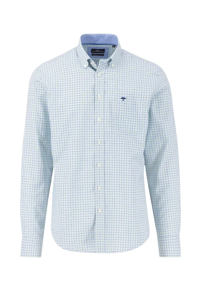Shirts Men FYNCHHATTON Checked Shirt With Buttondown Collar Sunny Orangesummer Breezeturf Green
