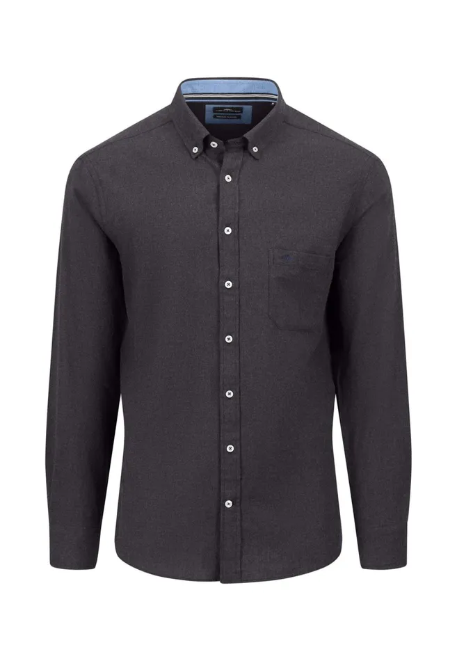 Shirts Men FYNCHHATTON Collar Flannel Shirt With A Buttondown Collar Cloud Bluenavyhazelcharcoal