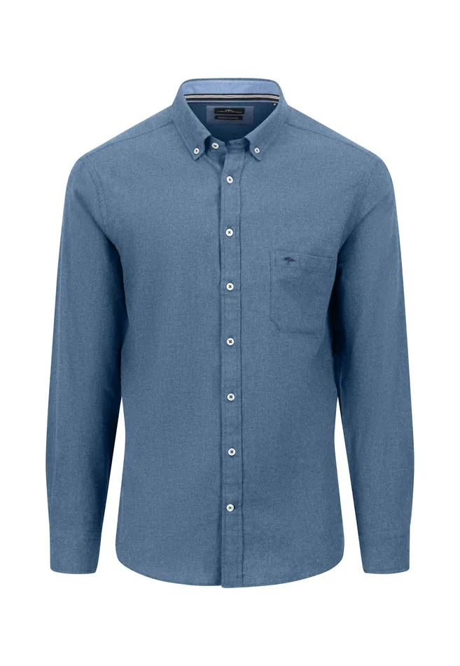Shirts Men FYNCHHATTON Collar Flannel Shirt With A Buttondown Collar Cloud Bluenavyhazelcharcoal