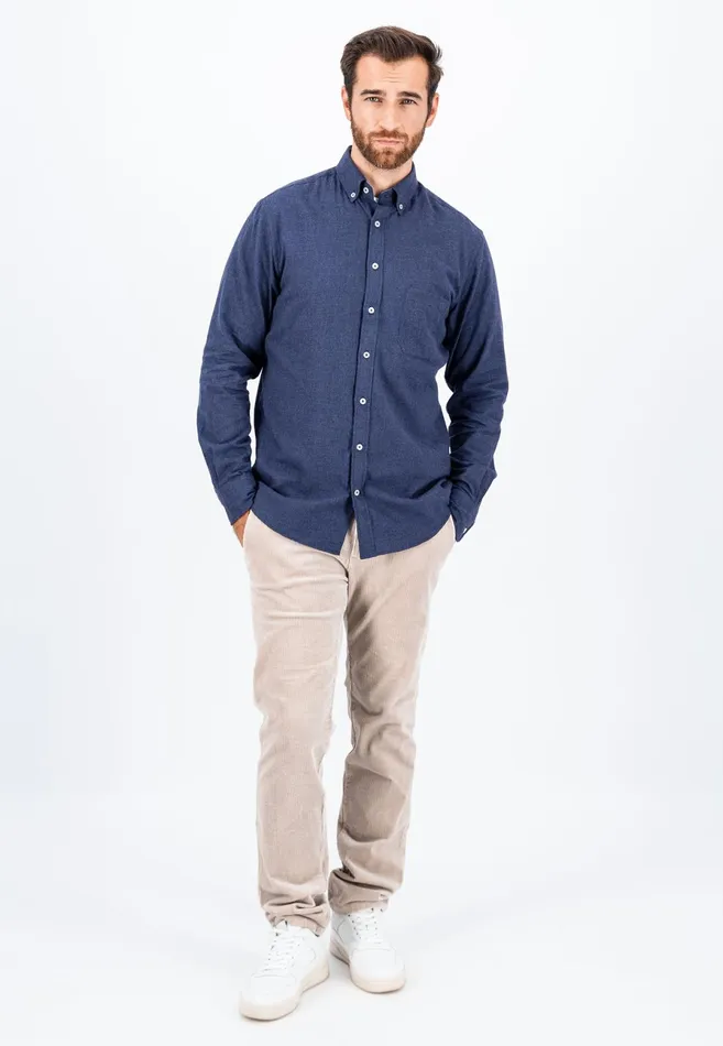 Shirts Men FYNCHHATTON Collar Flannel Shirt With A Buttondown Collar Cloud Bluenavyhazelcharcoal