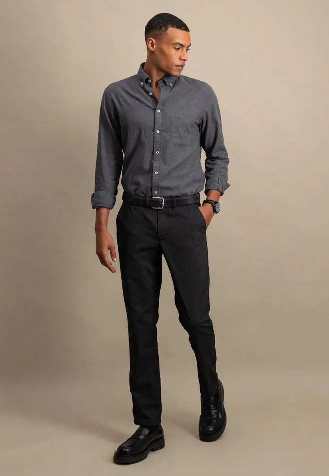 Shirts Men FYNCHHATTON Collar Flannel Shirt With A Buttondown Collar Cloud Bluenavyhazelcharcoal