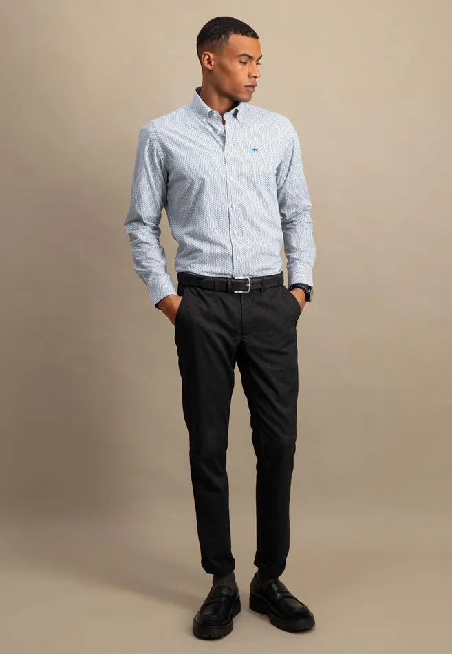 Shirts Men FYNCHHATTON Cotton Shirt With Allover Print Vibrant Bluedark Emeraldnavy