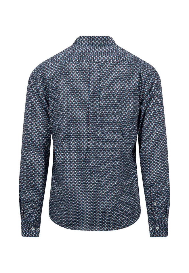Shirts Men FYNCHHATTON Cotton Shirt With Allover Print Vibrant Bluedark Emeraldnavy
