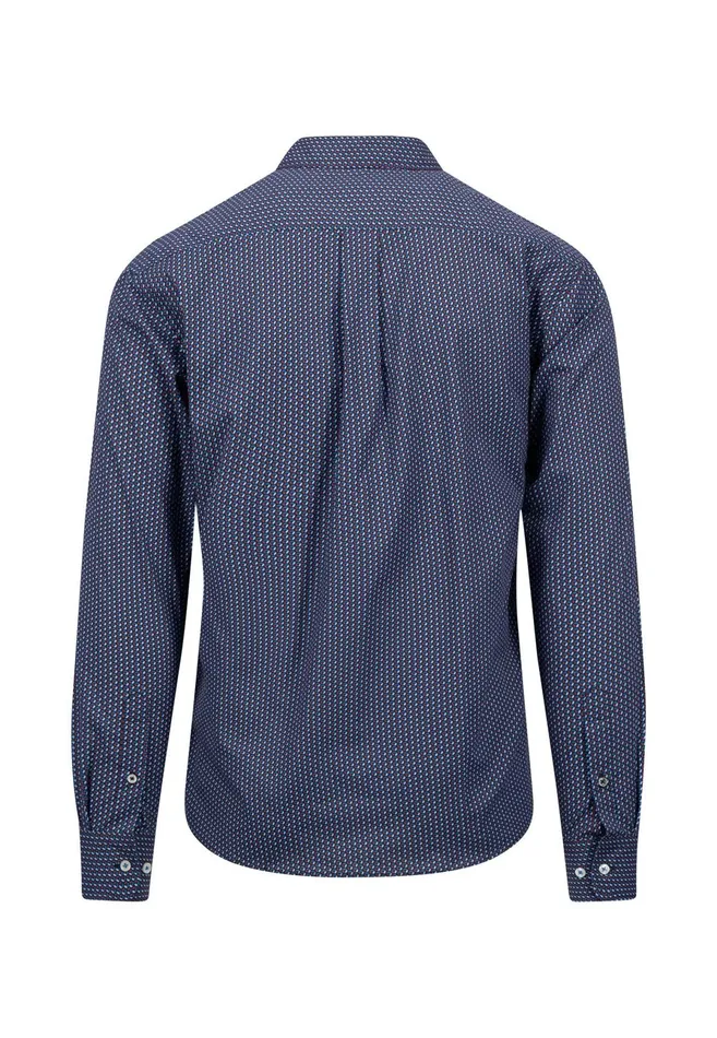 Shirts Men FYNCHHATTON Cotton Shirt With Allover Print Vibrant Bluedark Emeraldnavy