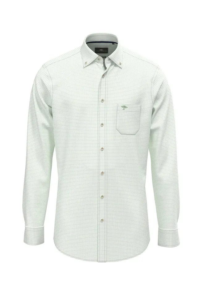 Shirts Men FYNCHHATTON Cotton Shirt With Buttondown Collar Peenew Turf Greenturf Greenwhite
