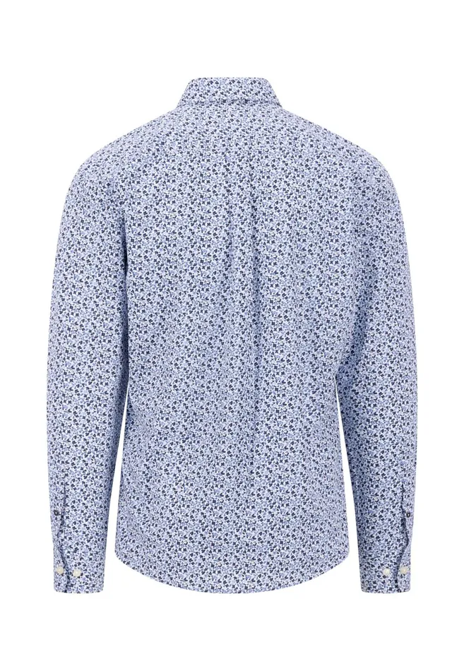 Shirts Men FYNCHHATTON Cotton Shirt With Flower Print Navydark Emeraldsoft Blue