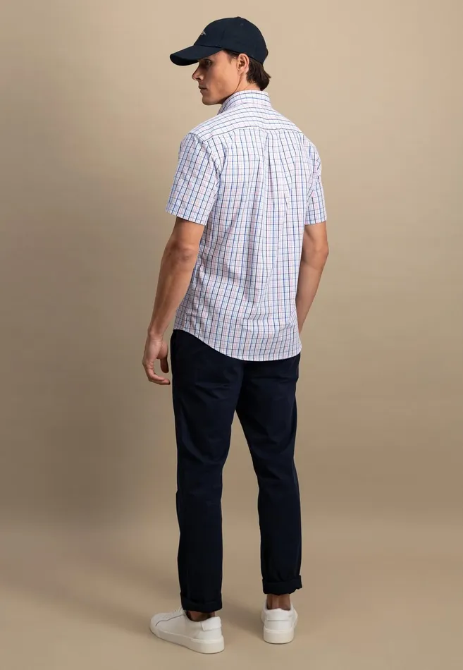 Shirts Men FYNCHHATTON Finely Checked Halfbaked Shirt Vivid Yellowpoppy Redpeeturf Green
