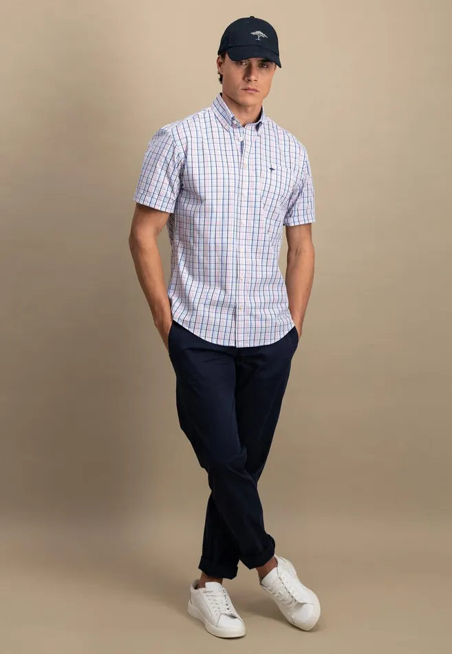 Shirts Men FYNCHHATTON Finely Checked Halfbaked Shirt Vivid Yellowpoppy Redpeeturf Green