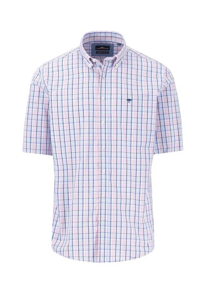 Shirts Men FYNCHHATTON Finely Checked Halfbaked Shirt Vivid Yellowpoppy Redpeeturf Green