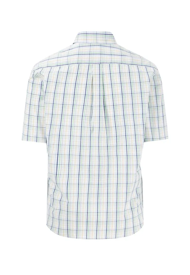 Shirts Men FYNCHHATTON Finely Checked Halfbaked Shirt Vivid Yellowpoppy Redpeeturf Green