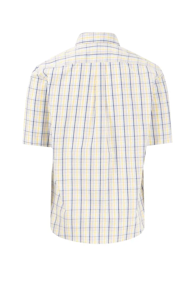 Shirts Men FYNCHHATTON Finely Checked Halfbaked Shirt Vivid Yellowpoppy Redpeeturf Green