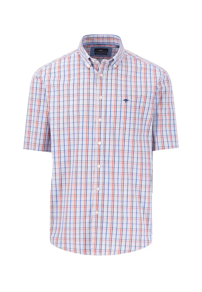 Shirts Men FYNCHHATTON Finely Checked Halfbaked Shirt Vivid Yellowpoppy Redpeeturf Green