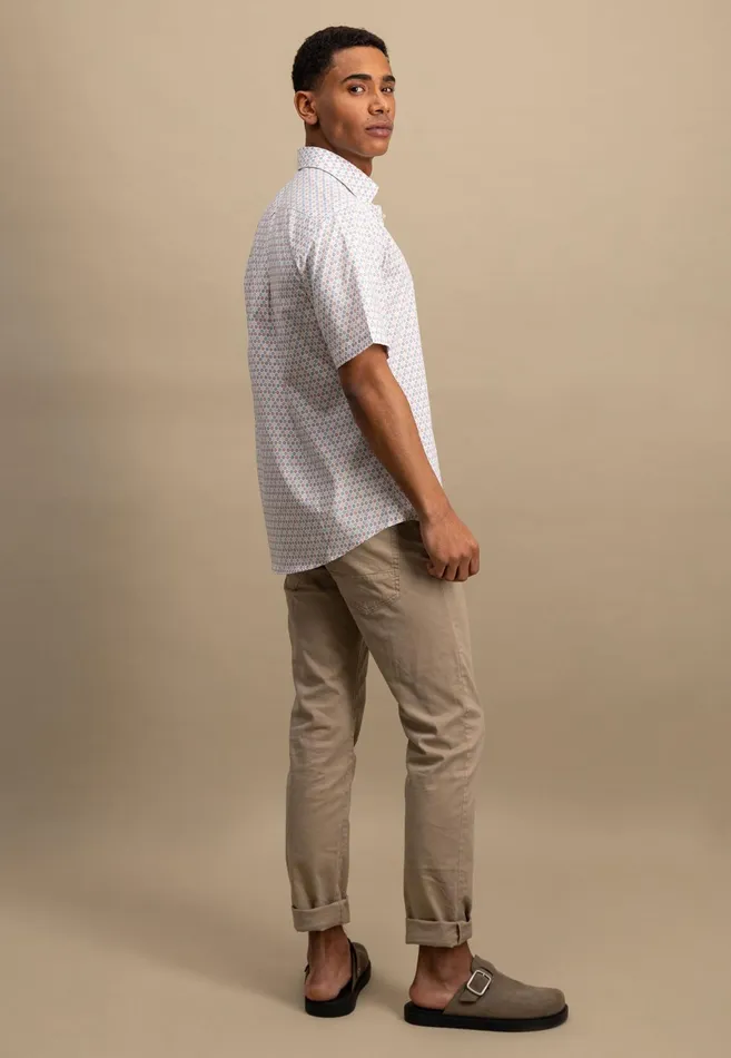 Shirts Men FYNCHHATTON Halbbar Shirt With Allover Point Print ATTENTIONLAMM Or Short Sleeve Shirt Poppy Redpeeturf Green