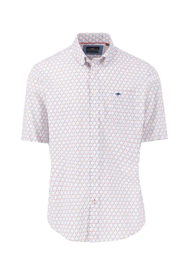 Shirts Men FYNCHHATTON Halbbar Shirt With Allover Point Print ATTENTIONLAMM Or Short Sleeve Shirt Poppy Redpeeturf Green
