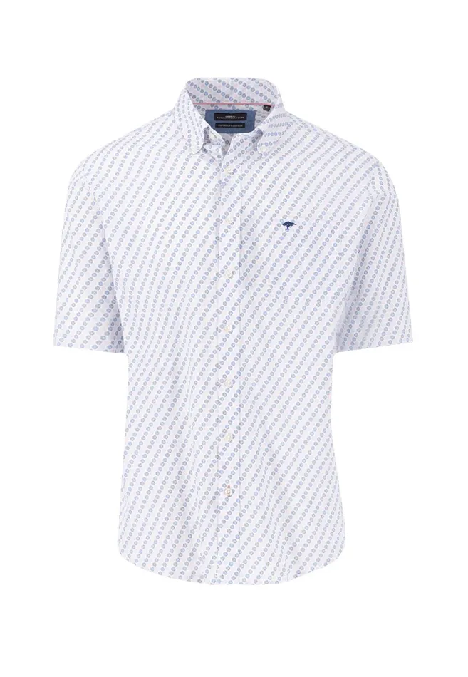 Shirts Men FYNCHHATTON Halbbar Shirt With Allover Point Print ATTENTIONLAMM Or Short Sleeve Shirt Poppy Redpeeturf Green