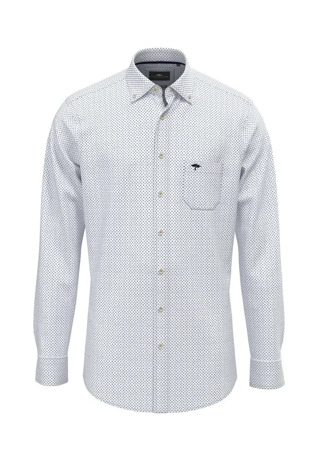Shirts Men FYNCHHATTON Hirt Made Of 100 Cotton With Minimal Print Summer Breezestrong Bluenavywhite