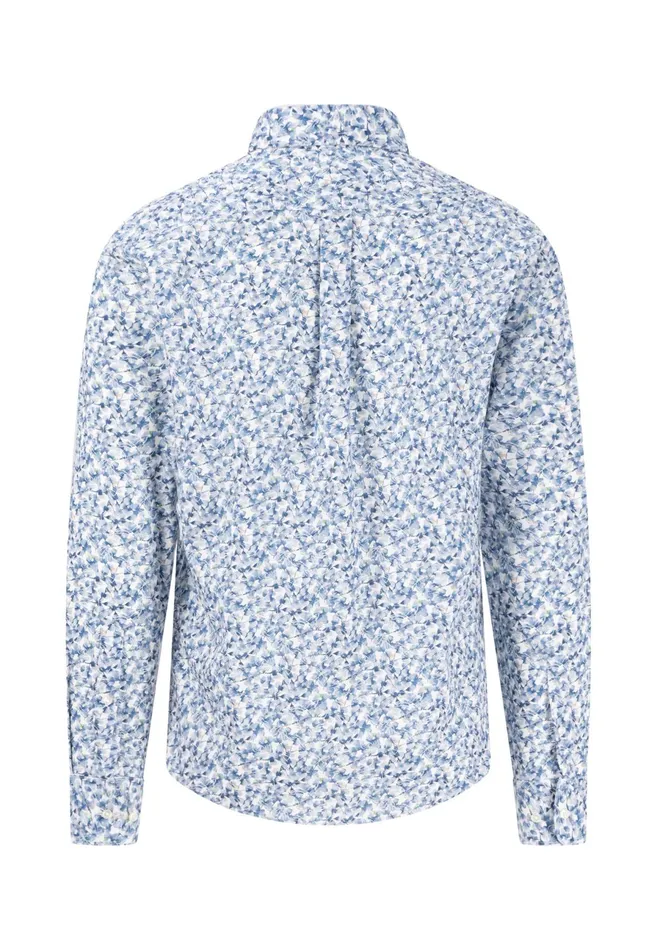 Shirts Men FYNCHHATTON Shirt With Buttondown Collar And Floral Print Strong Blueturf Greennavy