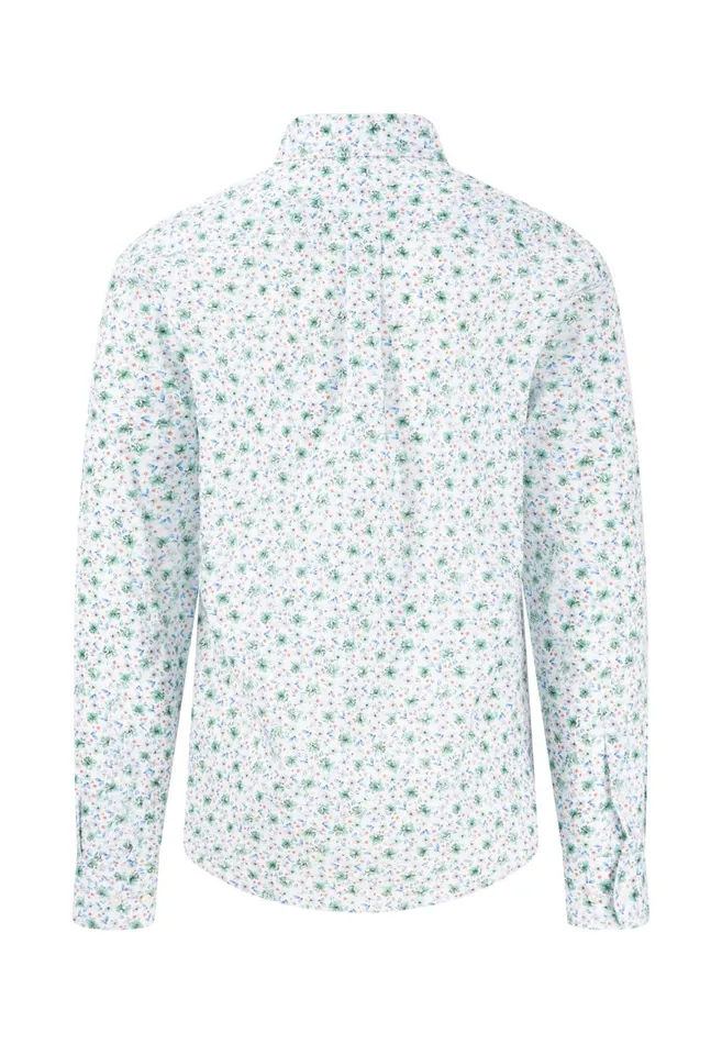 Shirts Men FYNCHHATTON Shirt With Buttondown Collar And Floral Print Strong Blueturf Greennavy