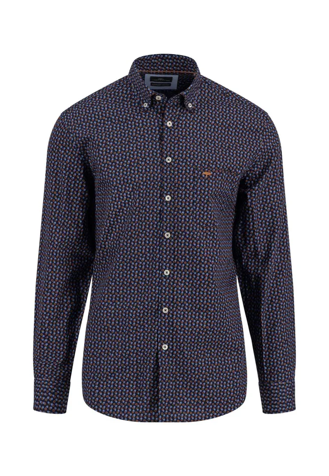 Shirts Men FYNCHHATTON Shirt With Buttondown Collar And Point Print Navysummer Breezewhite Shirts Men FYNCHHATTON Shirt With Buttondown Collar And Point Print Navysummer Breezewhite
