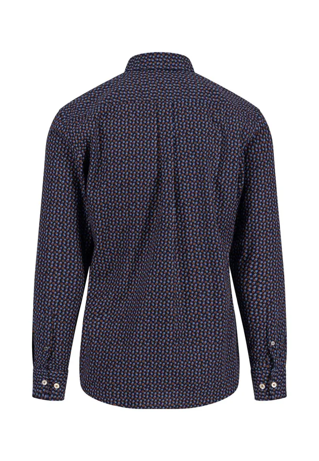 Shirts Men FYNCHHATTON Shirt With Buttondown Collar And Point Print Navysummer Breezewhite