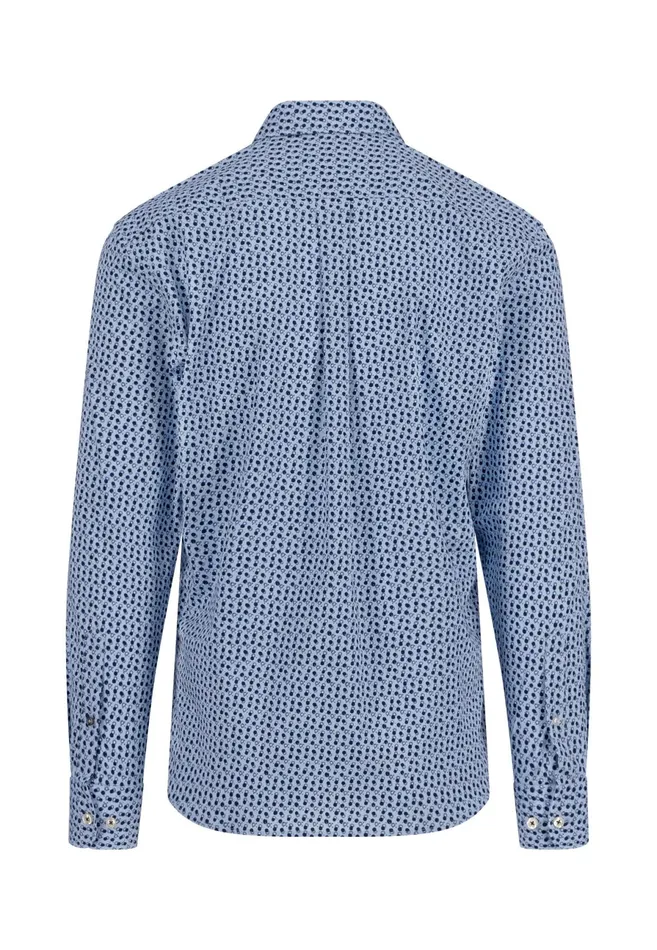 Shirts Men FYNCHHATTON Shirt With Buttondown Collar And Point Print Navysummer Breezewhite