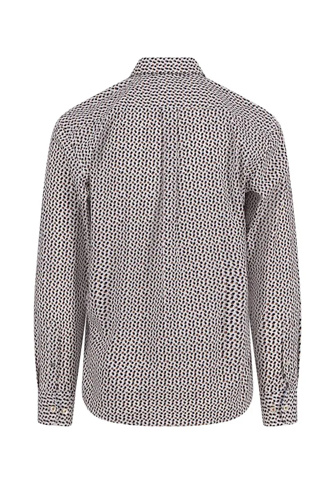 Shirts Men FYNCHHATTON Shirt With Buttondown Collar And Point Print Navysummer Breezewhite