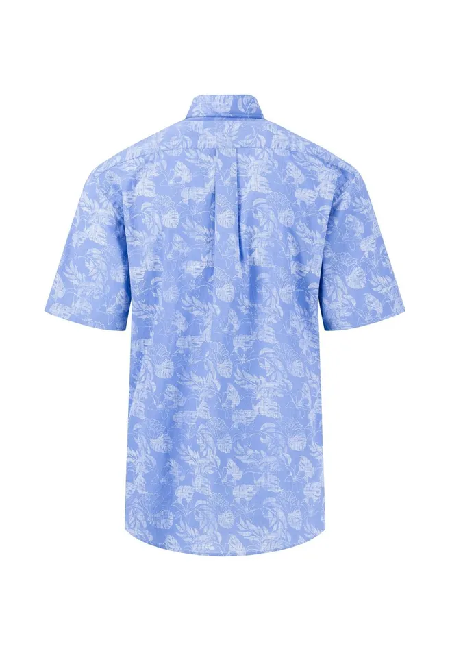 Shirts Men FYNCHHATTON Summer Halbar Shirt With Botanical Print Dusty Olivecrystal Bluenavypapaya