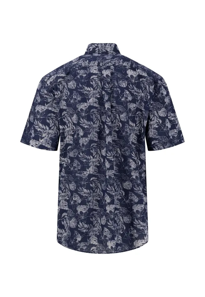 Shirts Men FYNCHHATTON Summer Halbar Shirt With Botanical Print Dusty Olivecrystal Bluenavypapaya