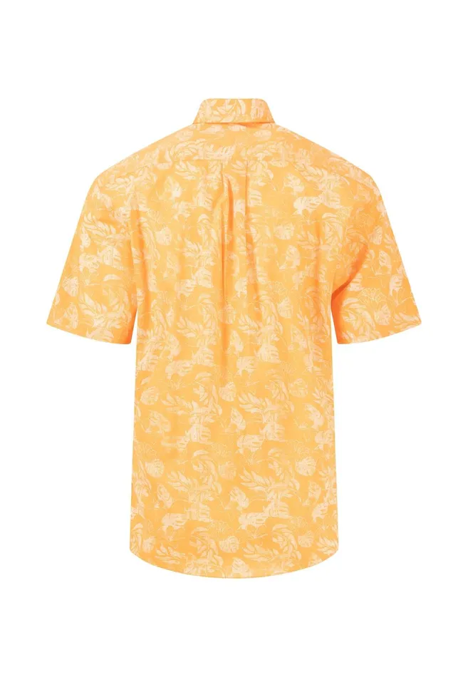 Shirts Men FYNCHHATTON Summer Halbar Shirt With Botanical Print Dusty Olivecrystal Bluenavypapaya
