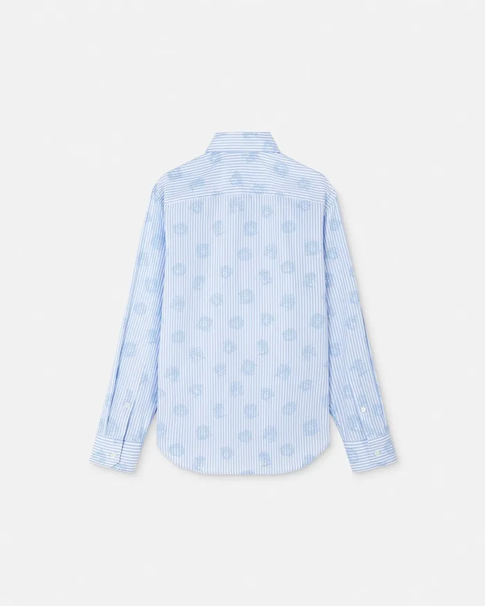 Shirts Men Versace Medusa Striped Shirt Light Blue