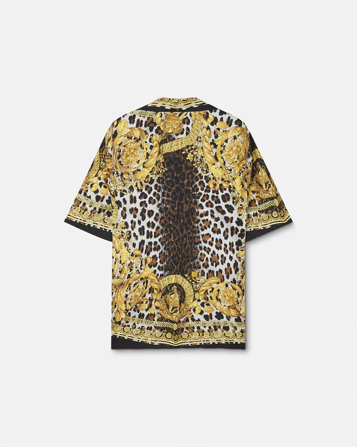 Shirts Men Versace Wild Barocco Illusion Silk Shirt Print