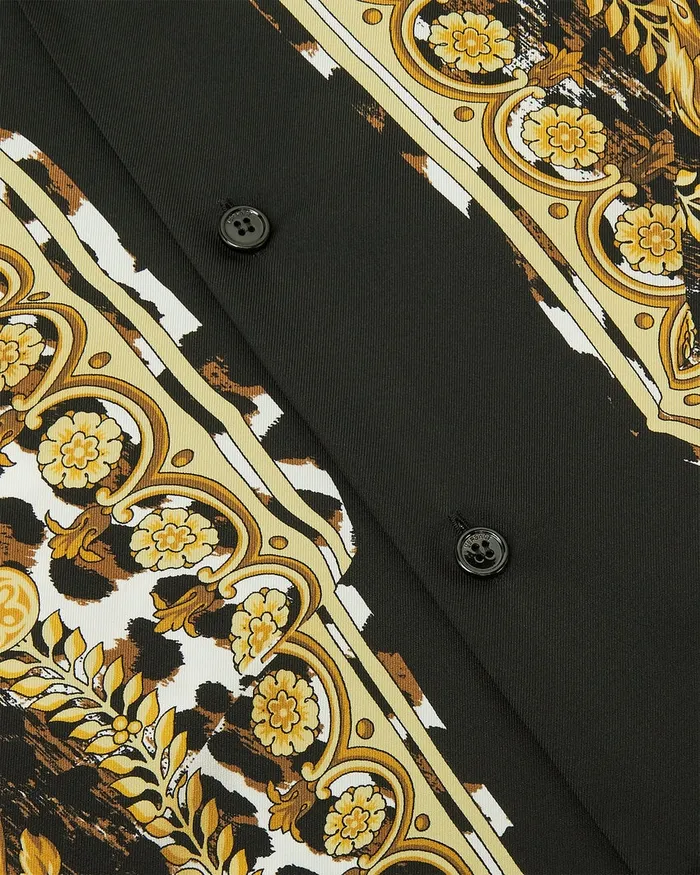 Shirts Men Versace Wild Barocco Illusion Silk Shirt Print