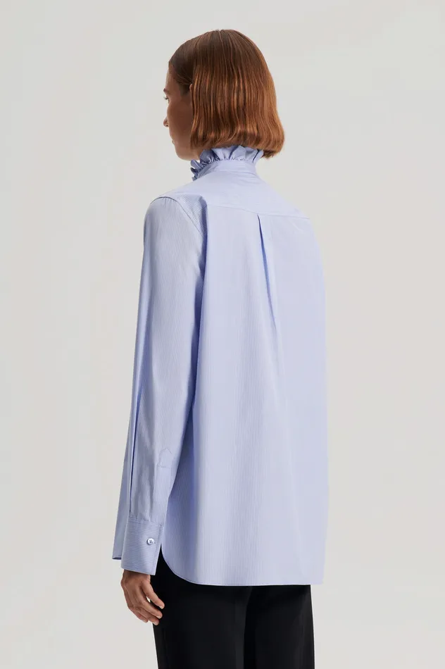 Shirts STRIPE RUFFLE TRIM SHIRT PALEBLUE 8211 Scanlan Theodore Women Shirts STRIPE RUFFLE TRIM SHIRT PALEBLUE 8211 Scanlan Theodore Women
