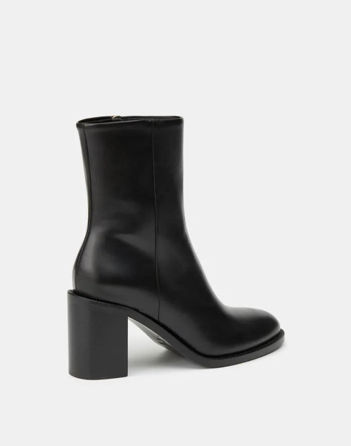 Shoes Calfskin Leather Heeled Ankle Bootie Black Lafayette 148 New York Heels