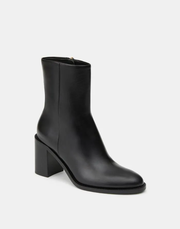 Shoes Calfskin Leather Heeled Ankle Bootie Black Lafayette 148 New York Heels