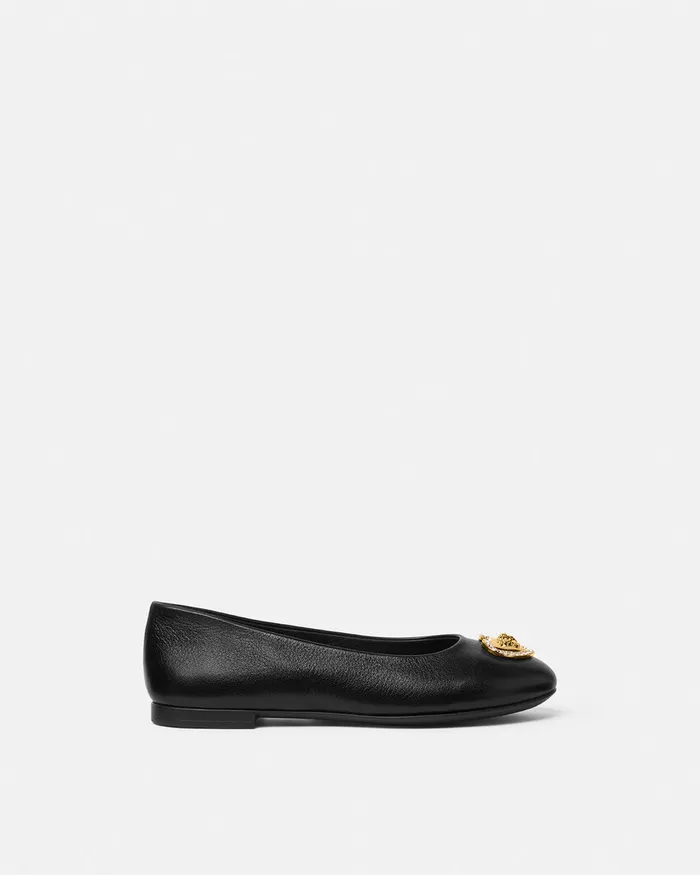 Shoes Kids Versace Crystal Heart Medusa Ballerinas Blackgold