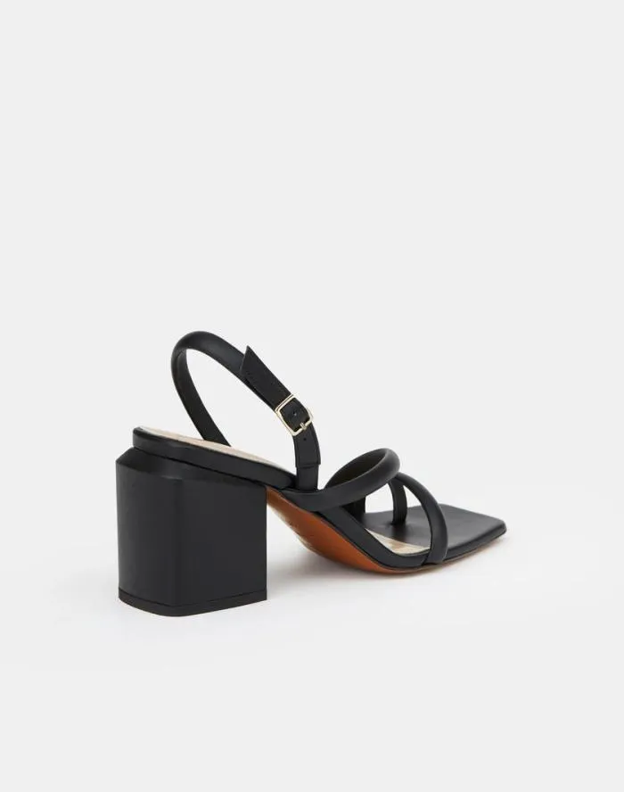 Shoes Soft Calfskin Leather Heeled City Sandal Black Lafayette 148 New York Sandals