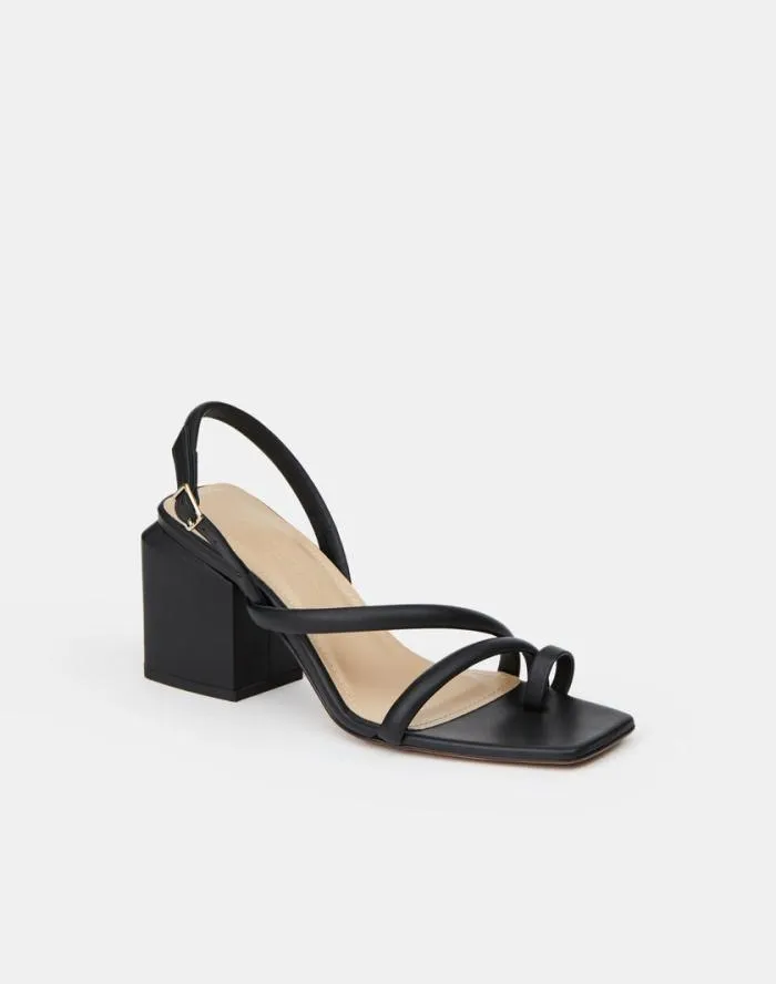 Shoes Soft Calfskin Leather Heeled City Sandal Black Lafayette 148 New York Sandals