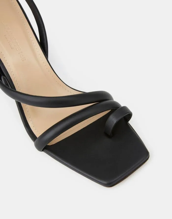 Shoes Soft Calfskin Leather Heeled City Sandal Black Lafayette 148 New York Sandals