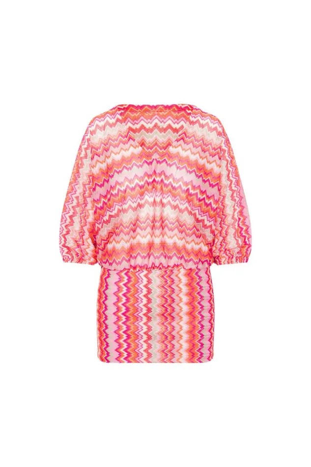 SHOP Trina Turk MATCHING SWIM SETS WOMEN039S ZEN ZIG ZAG CROCHET VNECK SHORT SWIM COVERUP DRESS