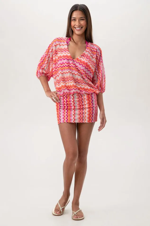 SHOP Trina Turk MATCHING SWIM SETS WOMEN039S ZEN ZIG ZAG CROCHET VNECK SHORT SWIM COVERUP DRESS