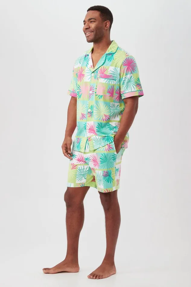 SHOP Trina Turk MEN039S SLEEPWEAR TROPICAL TILE MEN039S SHORT SLEEVE BOXER SHORT JERSEY PJ SET